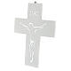 Wall crucifix, 10 in, white wood with silkscreen s2