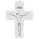 Hanging crucifix 25 cm in white silk-screened wood s1