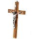Crucifix mural bois d'olivier et métal 20 cm s2
