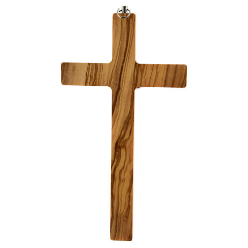 Hanging crucifix cross in olive wood and metal 20 cm 3