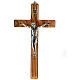 Hanging crucifix cross in olive wood and metal 20 cm s1