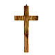 Olivewood wall crucifix with cube pattern, metallic body of Christ, 8 in s3