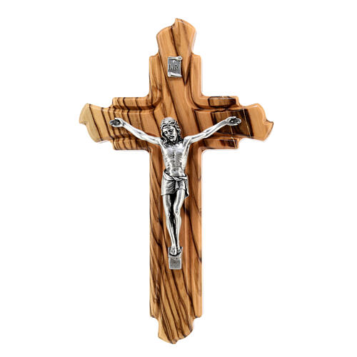 Wall crucifix of 8 in, metal and olivewood 1