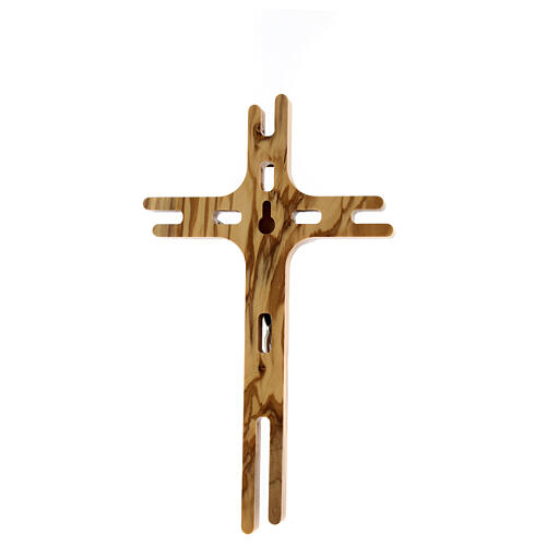 Crucifix moderne bois olivier métal 20 cm 3
