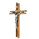 Crucifix moderne bois olivier métal 20 cm s2