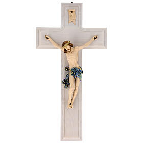 Wall crucifix of 45 in, ash and beechwood, resin body of Christ