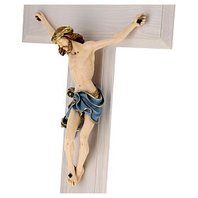Wall crucifix of 45 in, ash and beechwood, resin body of Christ