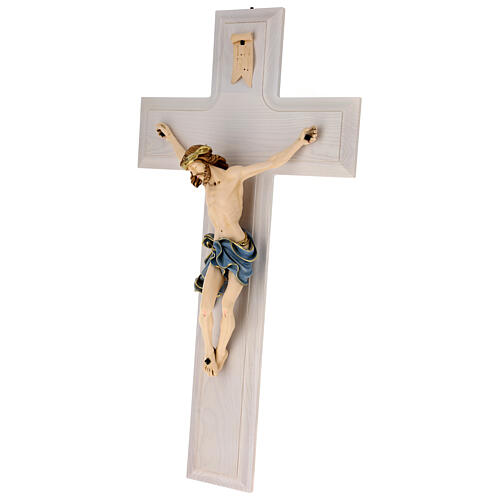 Wall crucifix of 45 in, ash and beechwood, resin body of Christ 3