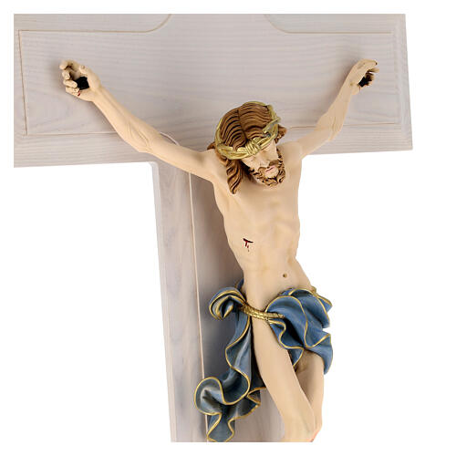 Wall crucifix of 45 in, ash and beechwood, resin body of Christ 4