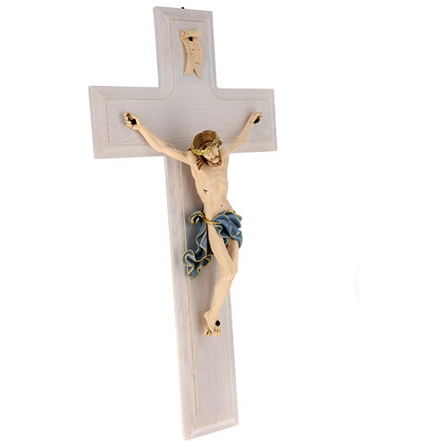 Wall crucifix of 45 in, ash and beechwood, resin body of Christ 5