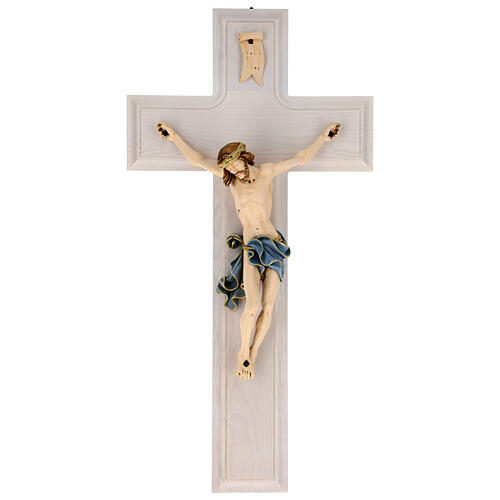 Hanging crucifix 115 cm in ash and beech wood, resin body 1