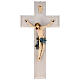 Hanging crucifix 115 cm in ash and beech wood, resin body s1