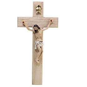 Crucifix mural résine et bois 25x15 cm