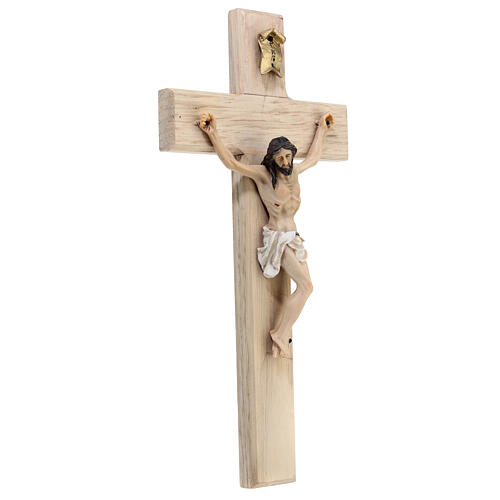 Crucifix mural résine et bois 25x15 cm 3