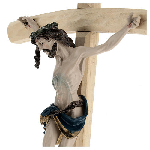 Wall crucifix of wood and coloured resin, 18x9 in 4