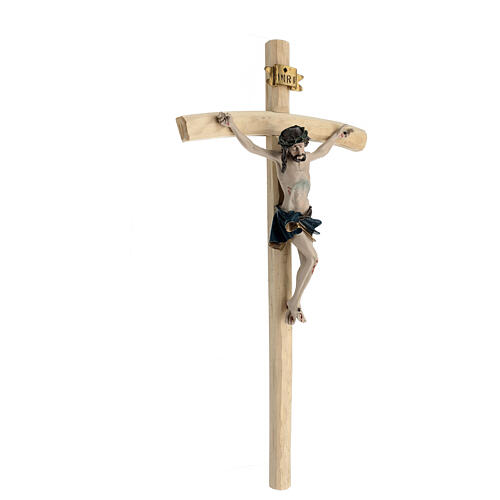 Wall crucifix of wood and coloured resin, 18x9 in 5