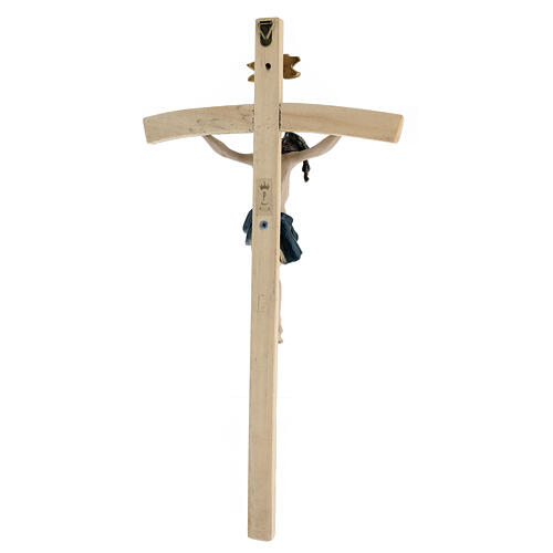 Wall crucifix of wood and coloured resin, 18x9 in 6