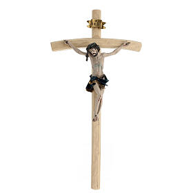 Crucifix mural en bois et résine colorée 45x25 cm