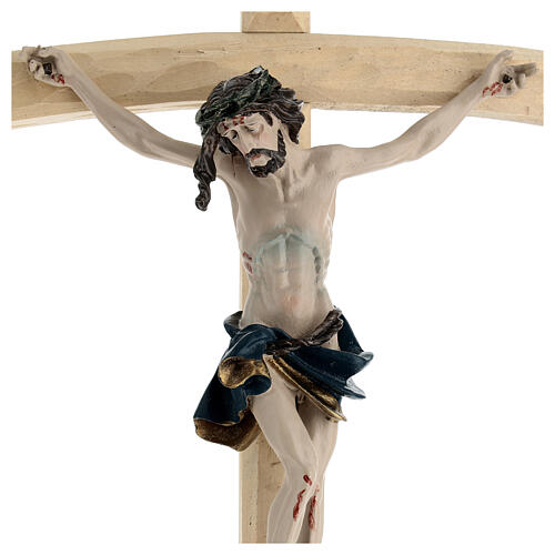 Crucifix mural en bois et résine colorée 45x25 cm 2