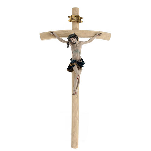 Crucifixo de parede madeira resina colorida 45x25 cm 1