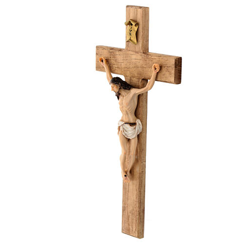 Crucifixo realístico resina madeira 30x15 cm 3