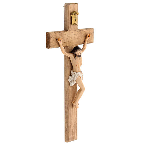 Realistic wooden resin crucifix 32x15 cm 2