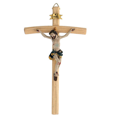 Small realistic wooden resin crucifix 20x10 cm 1