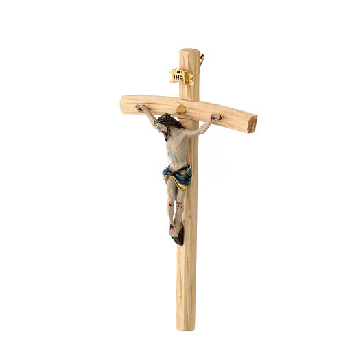 Small realistic wooden resin crucifix 20x10 cm 3