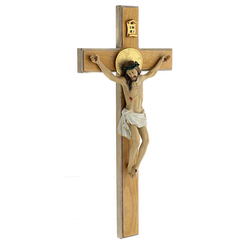 Crucifix bois résine colorée 50x25 cm 3