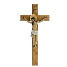 Crucifixo madeira resina pintada 50x25 cm