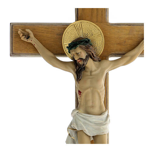Colored resin wood crucifix 50x25 cm 2