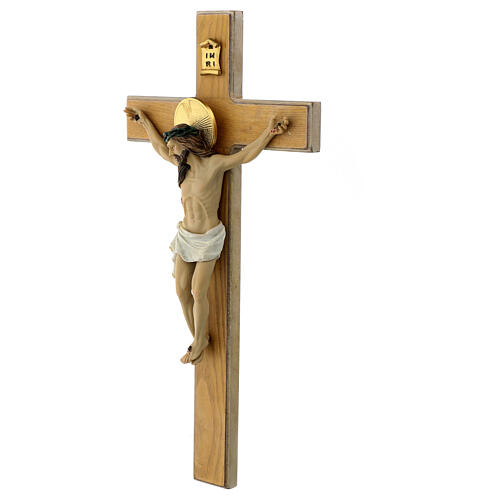 Colored resin wood crucifix 50x25 cm 5