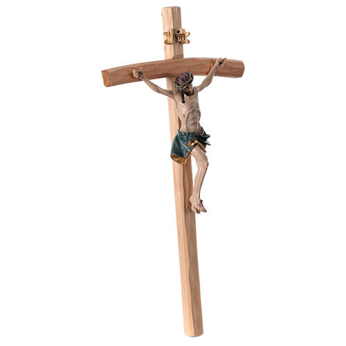 Wooden crucifix with painted resin body, golden details, 14 in 4