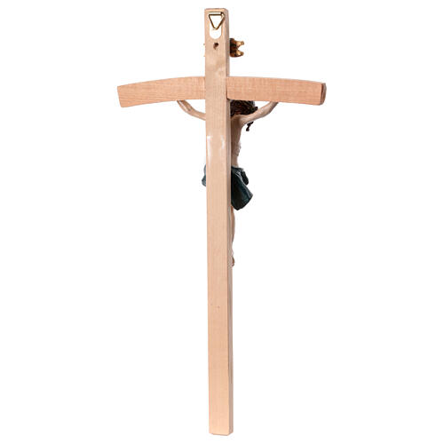 Wooden crucifix with painted resin body, golden details, 14 in 5