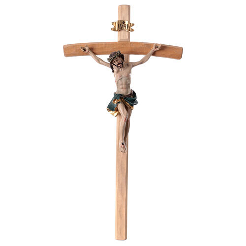 Crocifisso legno corpo resina dipinta 35 cm dettagli oro 1