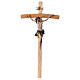Crucifixo madeira corpo resina pintada 35 cm detalhes ouro s1