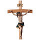 Crucifixo madeira corpo resina pintada 35 cm detalhes ouro s2