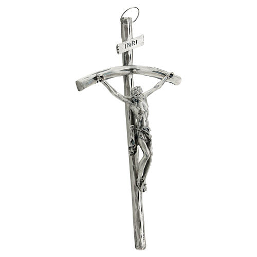 Crocefisso  Giovanni Paolo II argentato 26 cm 3