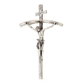 Crucifixo João Paulo II prateado 26 cm.