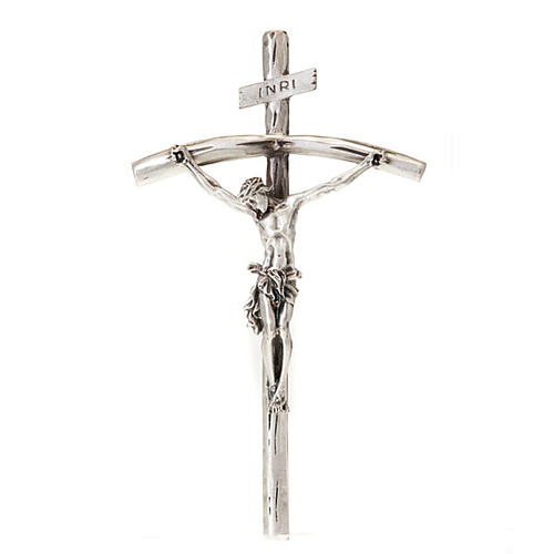 Crucifixo João Paulo II prateado 26 cm. 1