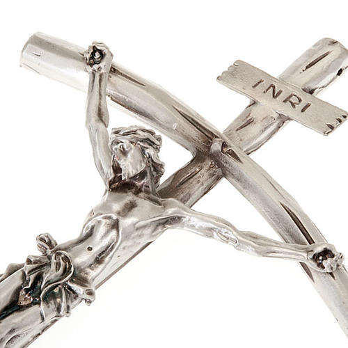 Crucifixo João Paulo II prateado 26 cm. 3