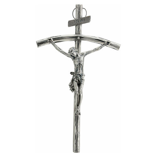 Crucifixo João Paulo II prateado 26 cm. 1