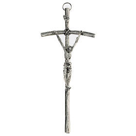 Kruzifix Pastoral Kreuz Johannes Paul II silbrigen Metall 12x28