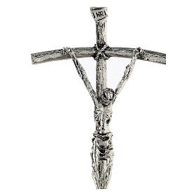 Kruzifix Pastoral Kreuz Johannes Paul II silbrigen Metall 12x28