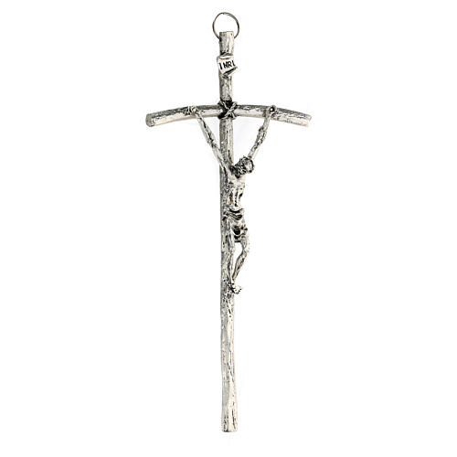 Kruzifix Pastoral Kreuz Johannes Paul II silbrigen Metall 12x28 3