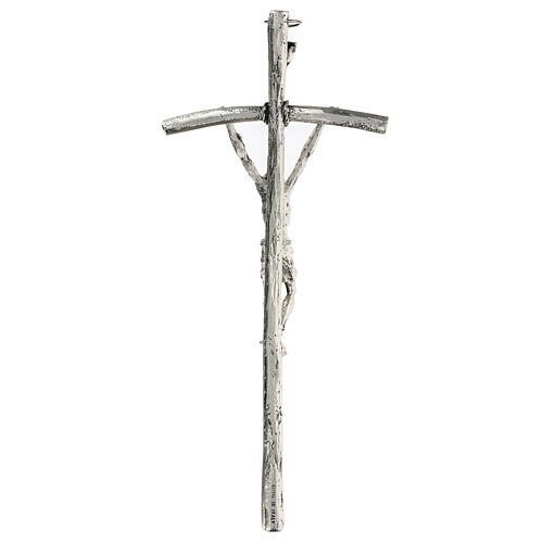Crocefisso pastorale Giovanni Paolo II metallo argentato 12x28 4