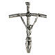 Crucifixo peitoral João Paulo II metal prateado 12x28 cm s2