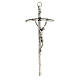 Crucifixo peitoral João Paulo II metal prateado 12x28 cm s3