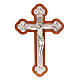 Crucifix trois lobe, bois et métal argenté s1