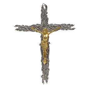 Crucifixo bronze folhas de oliveira frutos